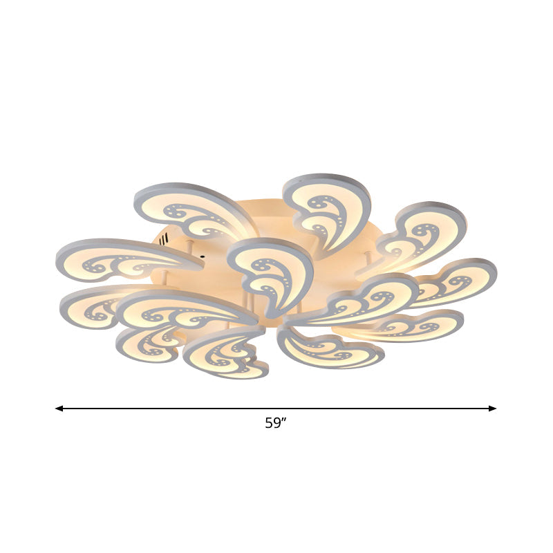 Modern Acrylic Spindrift Ceiling Light W/ 6/12/15-White Led Bulbs In Warm/White - Semi Flush Mount