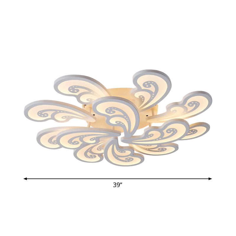 Modern Acrylic Spindrift Ceiling Light W/ 6/12/15-White Led Bulbs In Warm/White - Semi Flush Mount