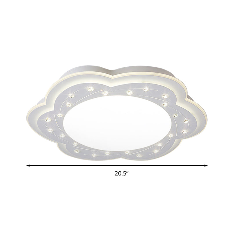 Modern White LED Ceiling Lamp with Crystal Bead Accents for Hallway