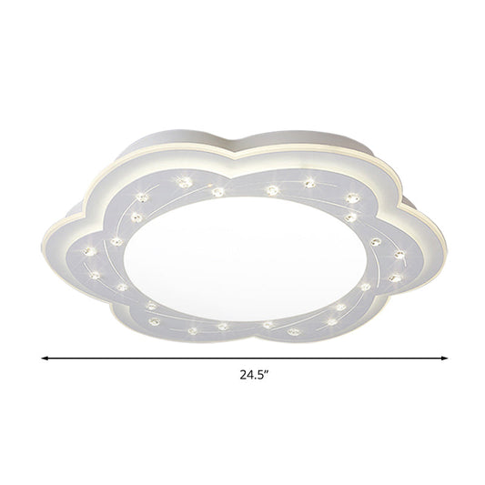 Modern White Led Ceiling Lamp With Crystal Bead Accents For Hallway