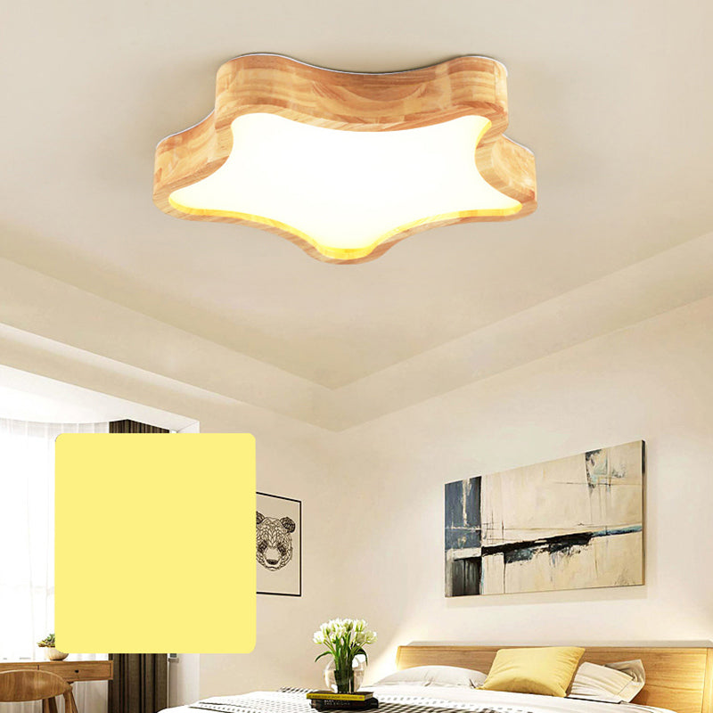 Plafonnier encastré en bois Star pour chambre à coucher design en beige