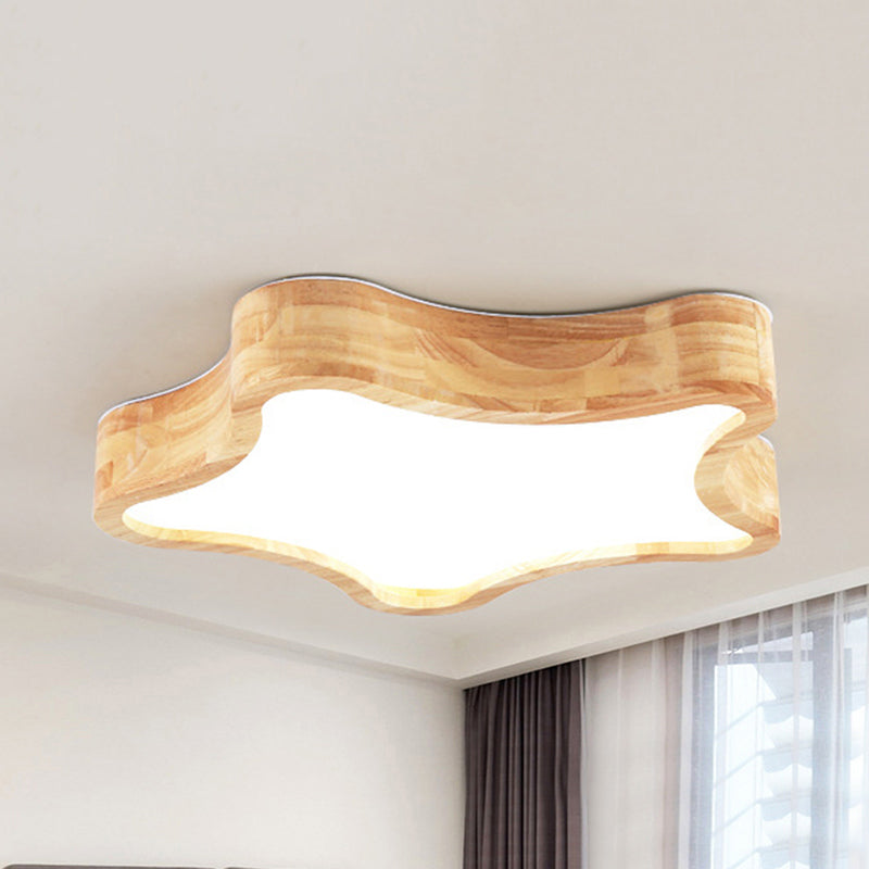 Plafonnier encastré en bois Star pour chambre à coucher design en beige