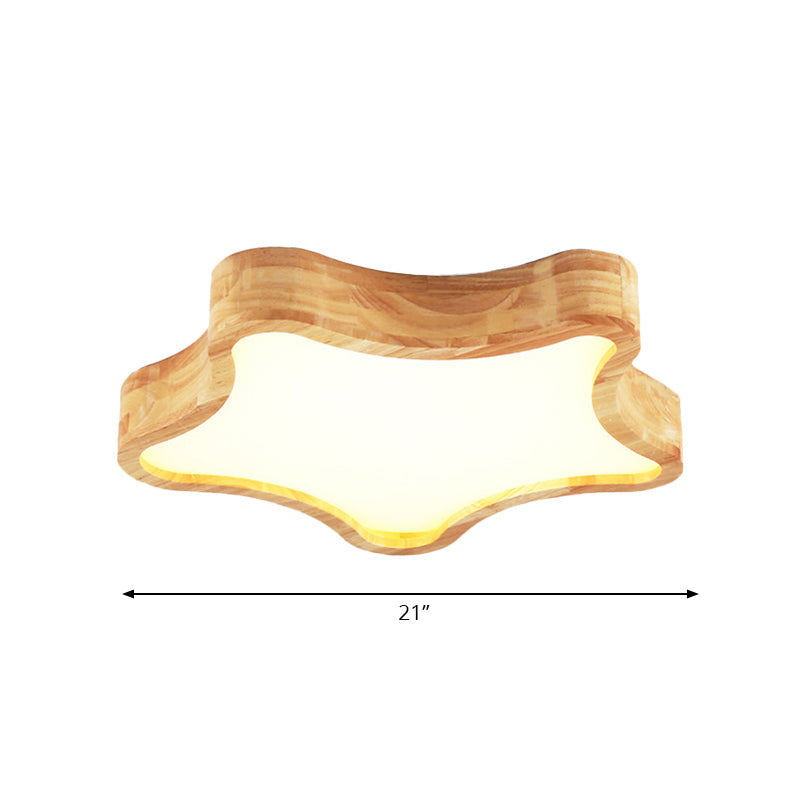 Plafonnier encastré en bois Star pour chambre à coucher design en beige