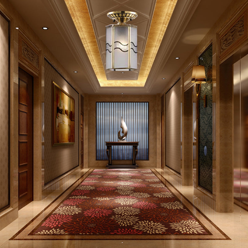 Frosted Glass Flush Lamp - Curved/Cylinder/Flower Design - 1-Light Corridor Flush Mount Light in Brass