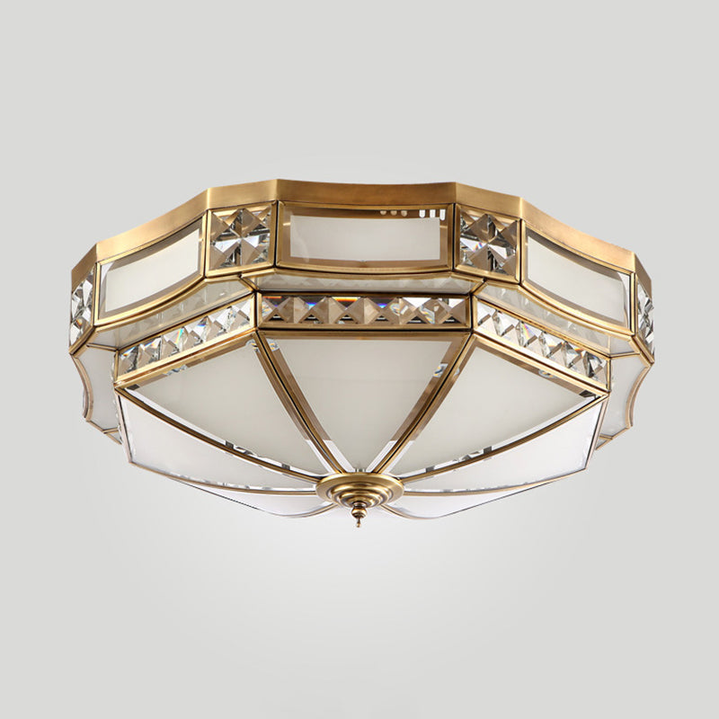 Colonial Antique Brass Flush Mount Ceiling Light with Frosted Glass - Available in Small, Medium, or Large sizes