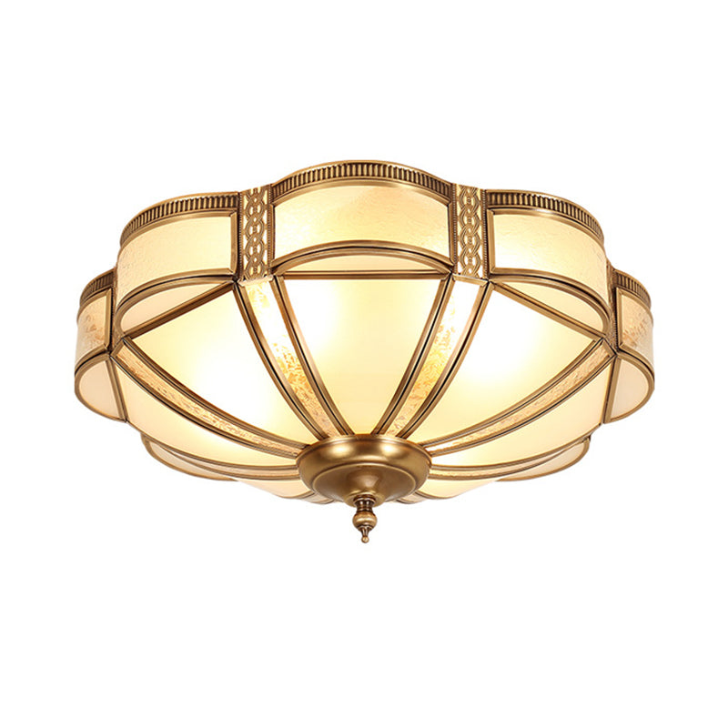 Plafonnier encastré en verre dépoli minimaliste en forme de dôme en laiton - 3/4/6 lumières, tailles petite/moyenne/grande