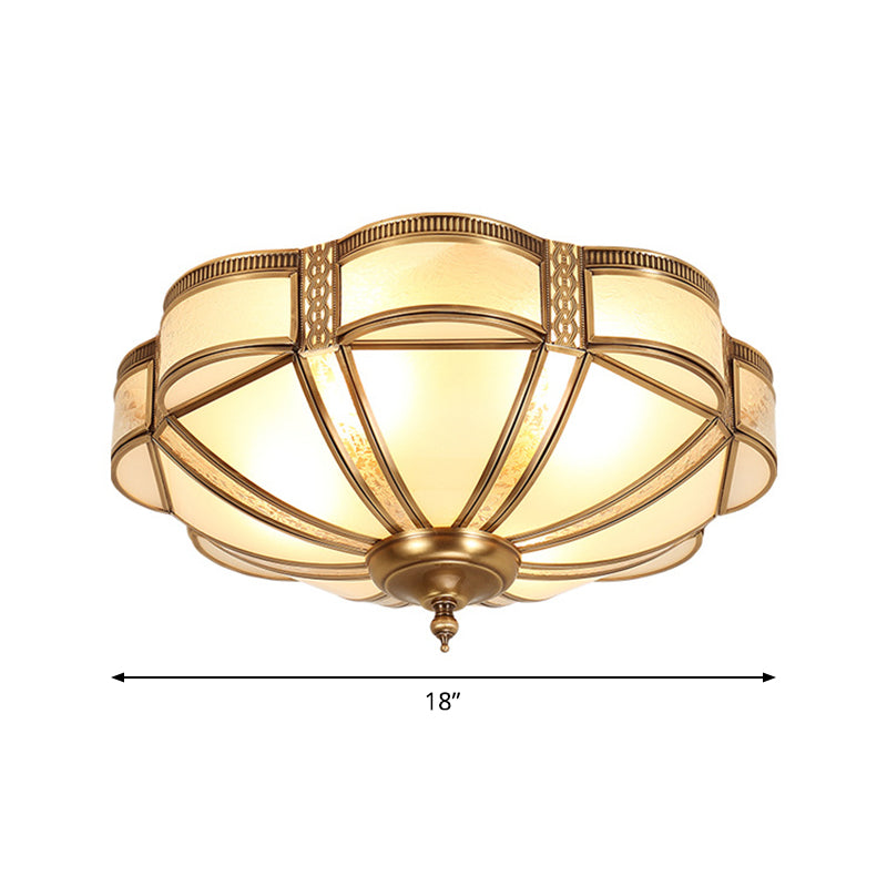 Plafonnier encastré en verre dépoli minimaliste en forme de dôme en laiton - 3/4/6 lumières, tailles petite/moyenne/grande