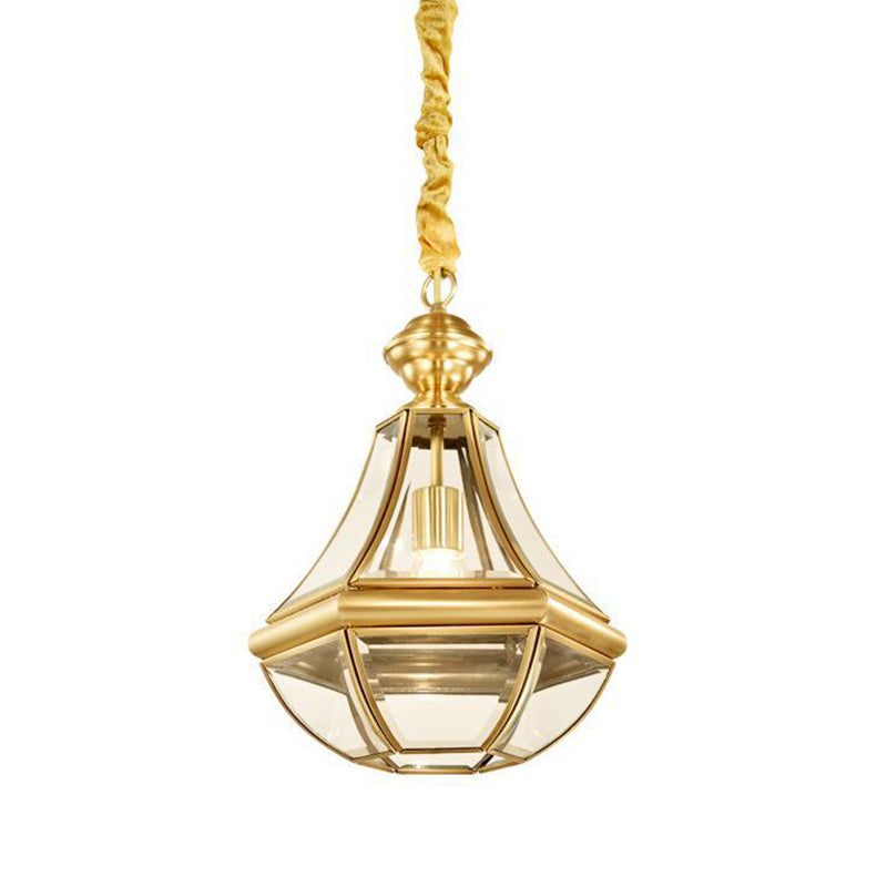 Minimalist 1-Light Pendant Lamp For Living Room - Pear Seeded/Clear Glass Shade Polished