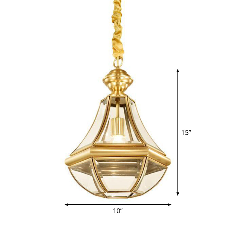 Minimalist 1-Light Pendant Lamp For Living Room - Pear Seeded/Clear Glass Shade Polished