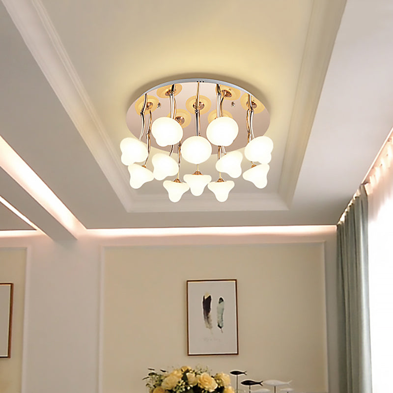 Plafonnier design rond en acrylique pour couloirs - Montage encastré blanc