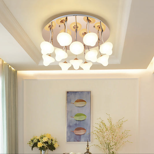 Round Acrylic Designer Ceiling Light Fixture For Hallways - White Flush Mount