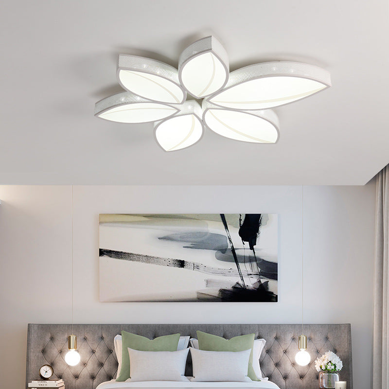 Stunning Crystal Flower LED Ceiling Light for Bedroom - Acrylic White Flushmount