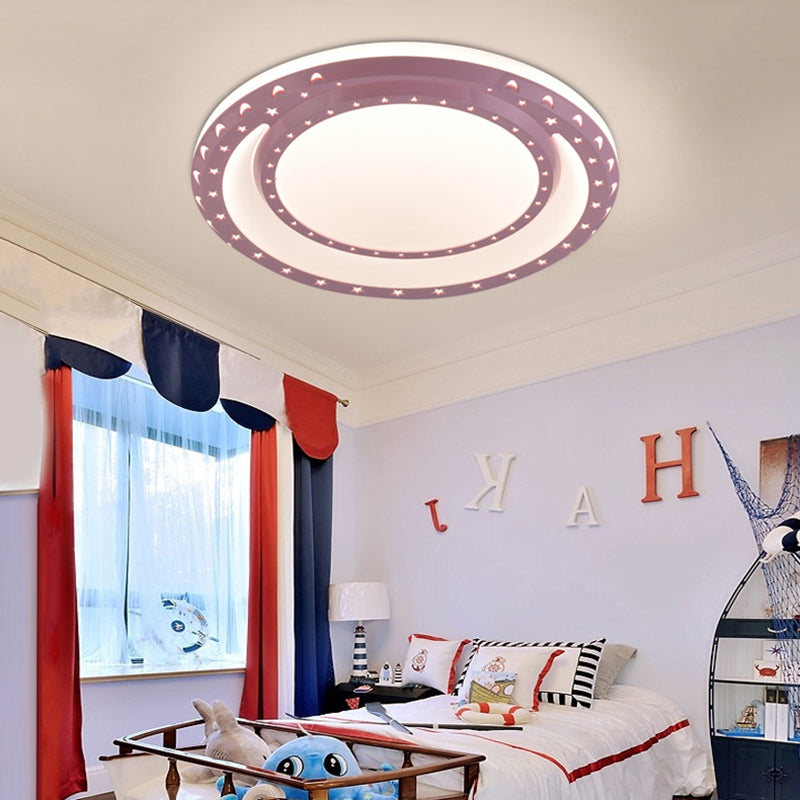 Art Deco LED Flush Mount Ceiling Light for Nursing Room - Acrylic Round Style