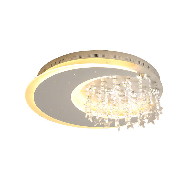 Crystal Deco LED Flushmount Ceiling Light for Kid's Bedroom - Modern & White