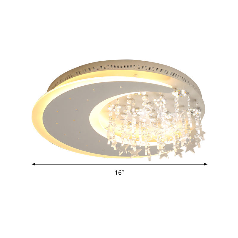 Crystal Deco LED Flushmount Ceiling Light for Kid's Bedroom - Modern & White