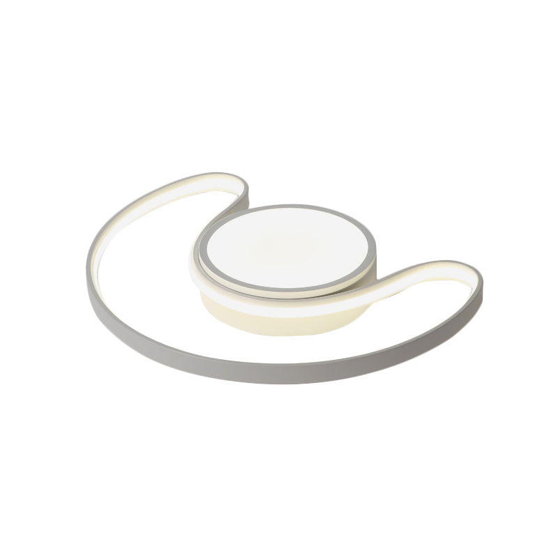 Kid's Bedroom Simplistic Sun & Moon LED Ceiling Light - White Flushmount Style