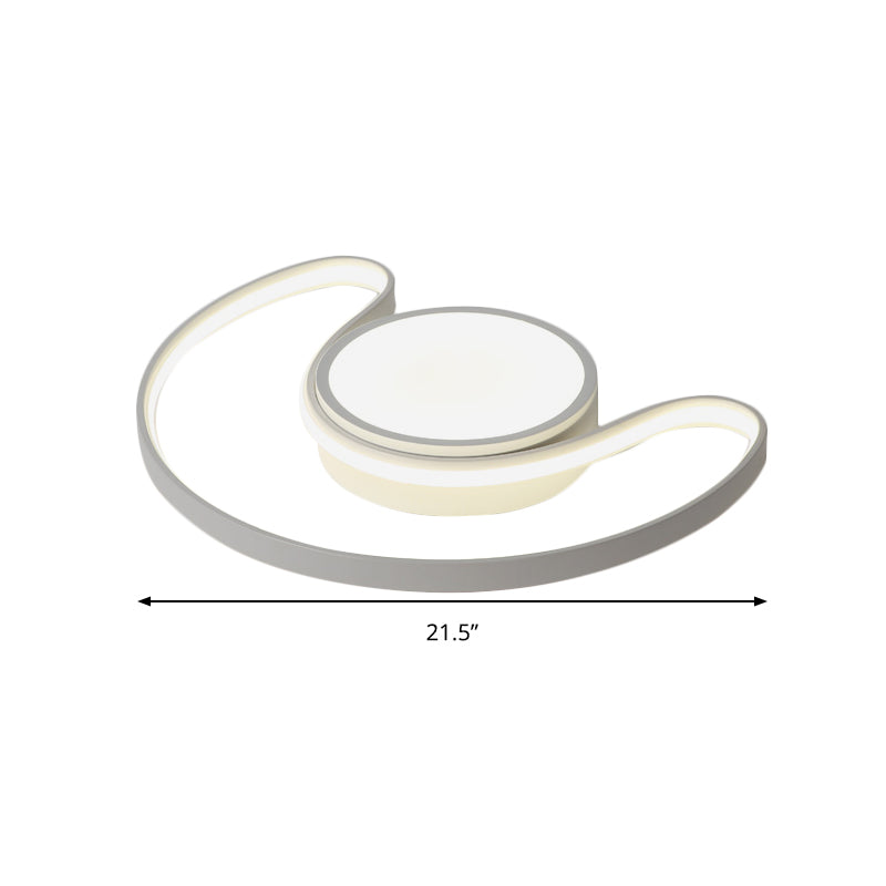 Kid's Bedroom Simplistic Sun & Moon LED Ceiling Light - White Flushmount Style