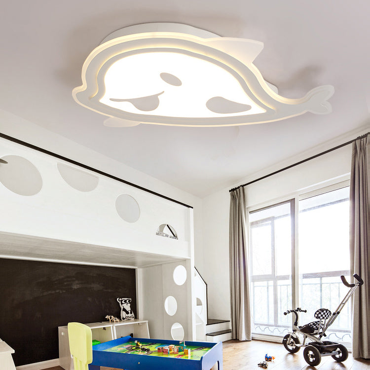Naughty Dolphin" Acrylic LED Flush Mount Light - Perfect for Girls' Bedroom