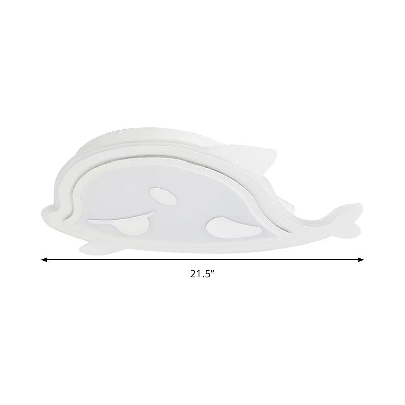 Naughty Dolphin" Acrylic LED Flush Mount Light - Perfect for Girls' Bedroom