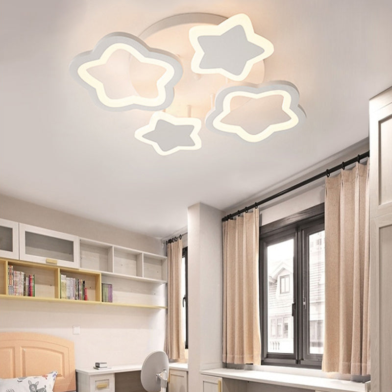 Plafonnier LED blanc encastré - Ravissant luminaire à 4 fleurs pour chambre de bébé fille
