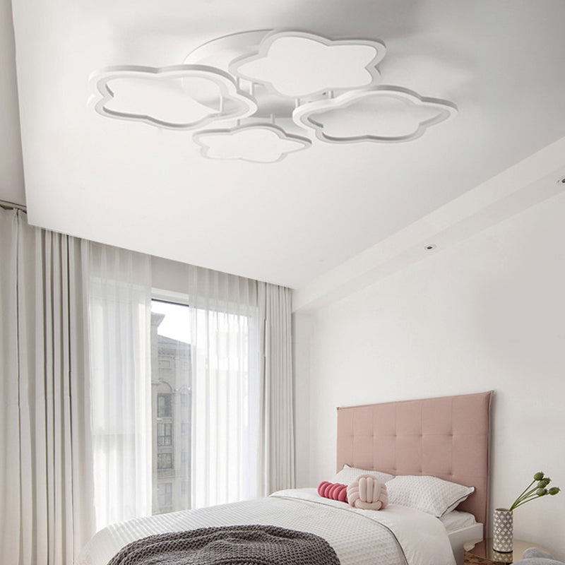 Plafonnier LED blanc encastré - Ravissant luminaire à 4 fleurs pour chambre de bébé fille