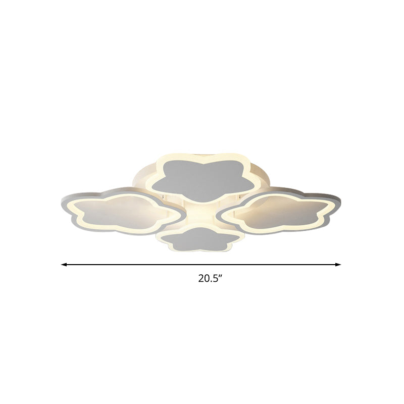 Plafonnier LED blanc encastré - Ravissant luminaire à 4 fleurs pour chambre de bébé fille