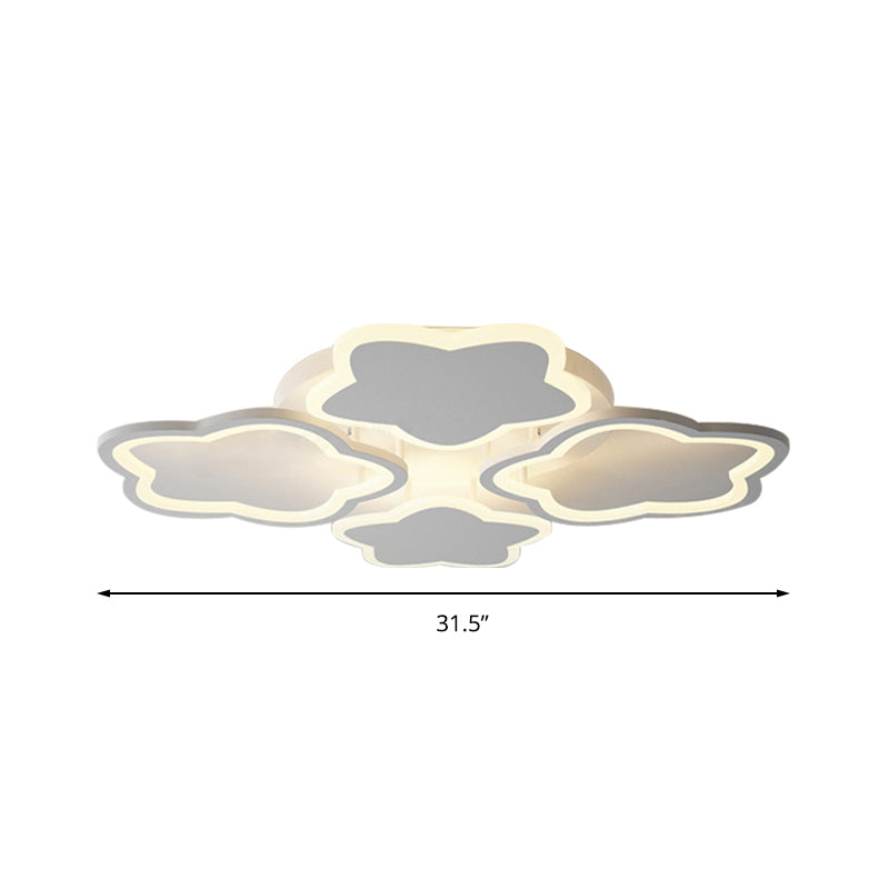 Plafonnier LED blanc encastré - Ravissant luminaire à 4 fleurs pour chambre de bébé fille