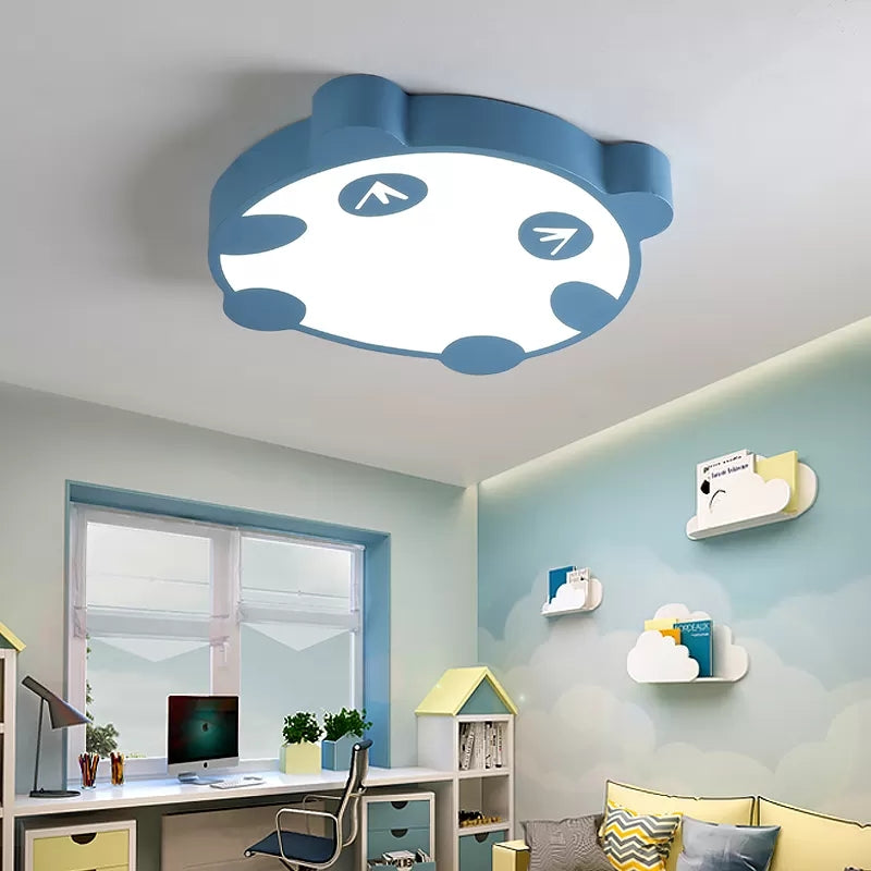 Panda Flush Mount LED Ceiling Lamp for Kindergarten with Acrylic Circle Design