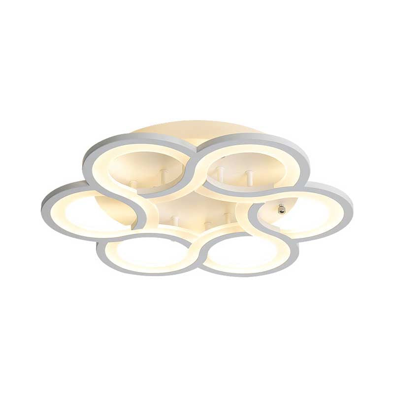 Modern Stylish White Acrylic LED Ceiling Fixture for Hotels - Petal Semi Ceiling Mount Light