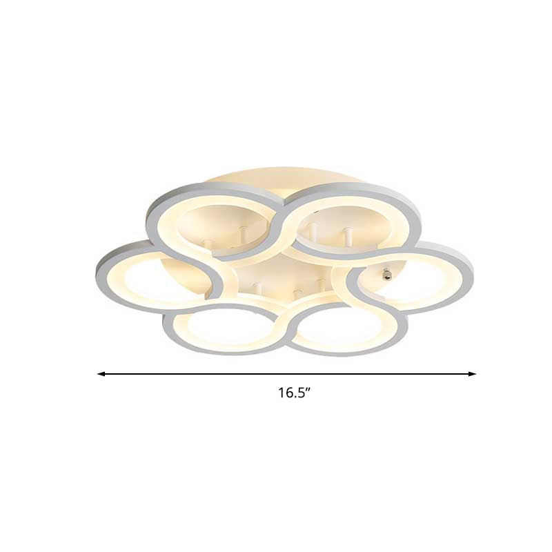 Modern Stylish White Acrylic LED Ceiling Fixture for Hotels - Petal Semi Ceiling Mount Light