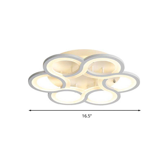Modern Stylish White Acrylic Led Ceiling Fixture For Hotels - Petal Semi Mount Light