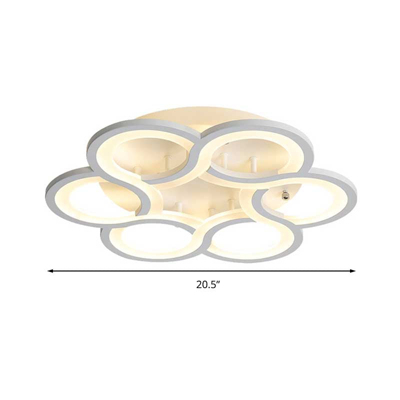 Modern Stylish White Acrylic LED Ceiling Fixture for Hotels - Petal Semi Ceiling Mount Light