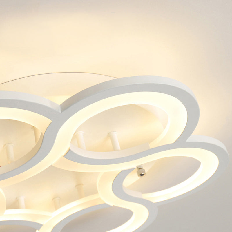 Modern Stylish White Acrylic LED Ceiling Fixture for Hotels - Petal Semi Ceiling Mount Light