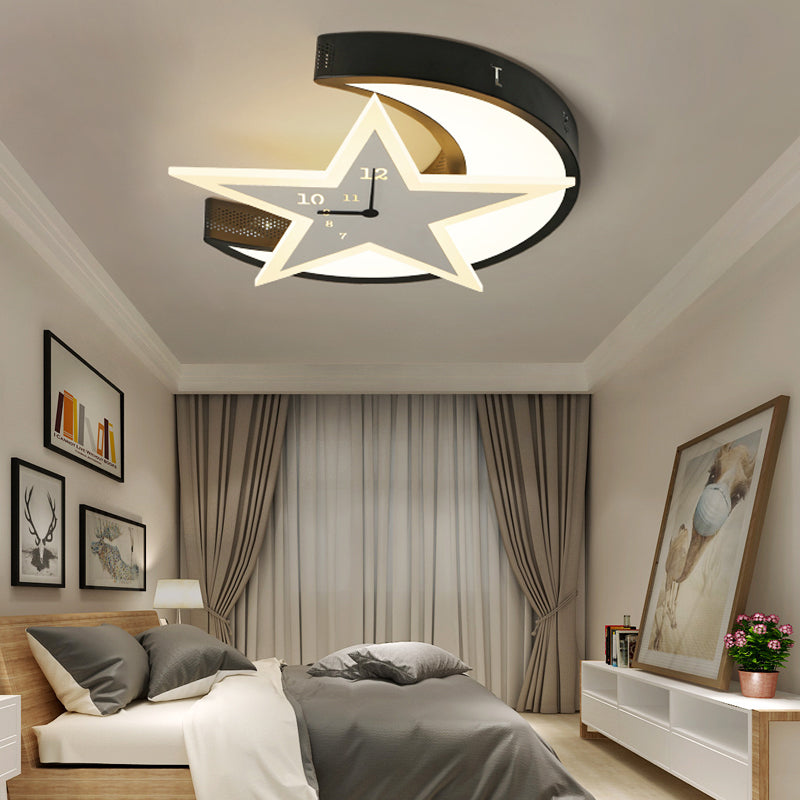 Plafonnier encastré pour chambre d'enfant avec LED de dessin animé étoile et lune