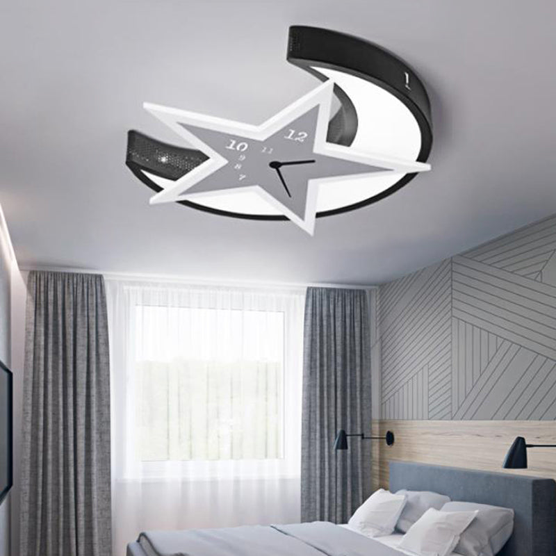 Plafonnier encastré pour chambre d'enfant avec LED de dessin animé étoile et lune