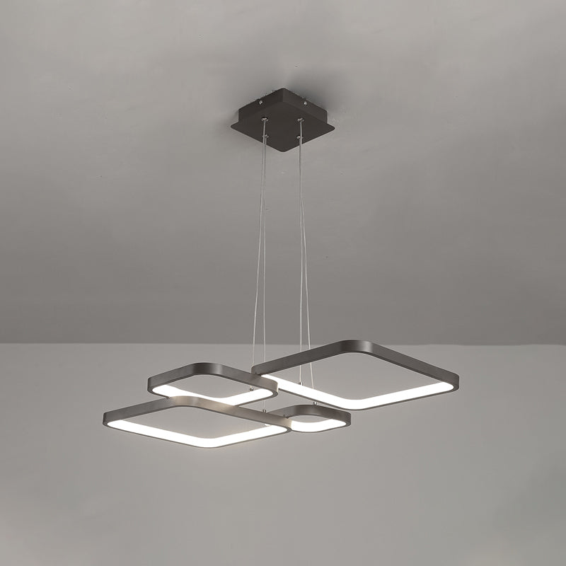 Sleek Brown 4/5 Tiered Led Chandelier With Acrylic Square Design In Warm/White Light