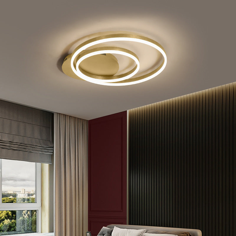 Round Acrylic Flush Ceiling Light - Coffee/Gold LED Flush-Mount Fixture, Small/Medium/Large