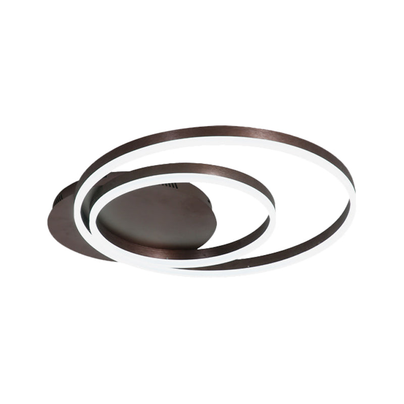 Round Acrylic Flush Ceiling Light - Coffee/Gold LED Flush-Mount Fixture, Small/Medium/Large