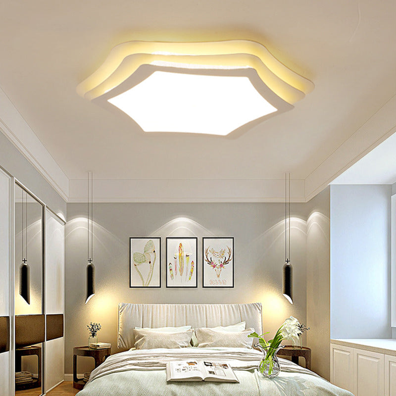 Contemporary White Acrylic LED Flush Ceiling Light for Study Room