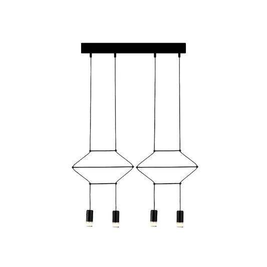 Industrial Black Hexagonal/Long Column Pendant Light - Modern 3D Structure with 4/6/8 Heads - Ideal for Dining Room