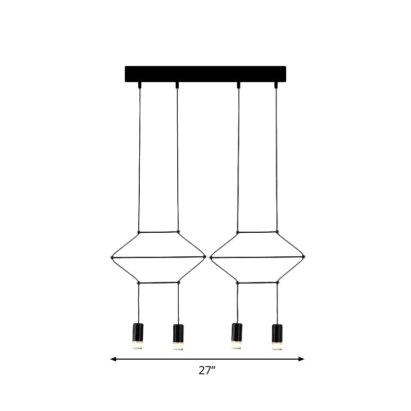 Industrial Black Hexagonal/Long Column Pendant Light - Modern 3D Structure with 4/6/8 Heads - Ideal for Dining Room