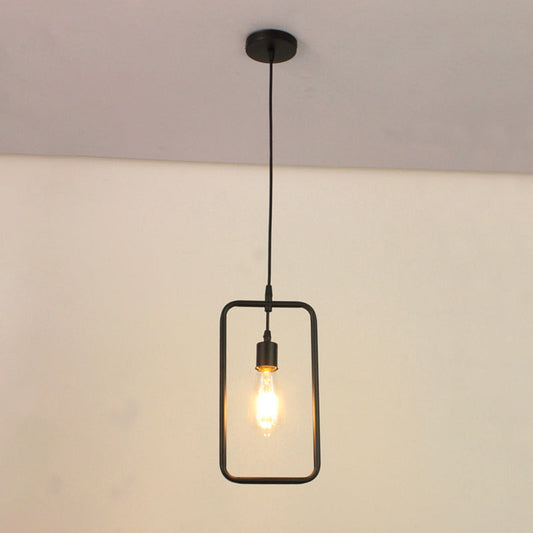 Modern Black Pendant Light Fixture with Iron Flower/Square/Round Frame - Ceiling Lamp over Table
