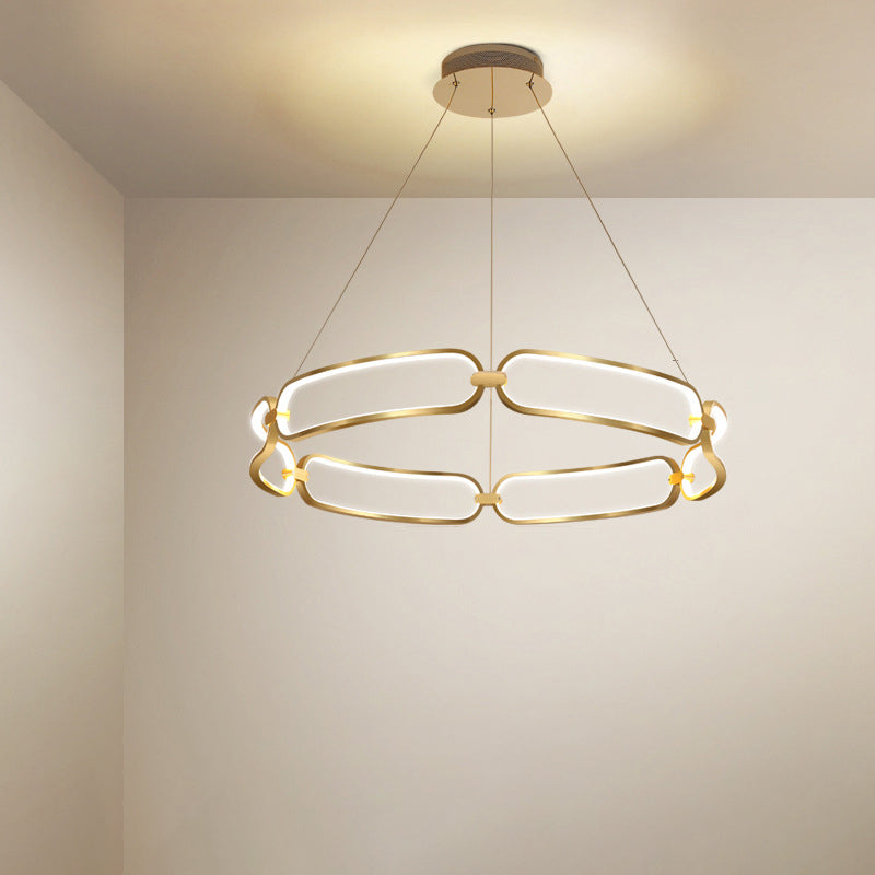 Metal Gold LED Pendant Light - 1/2-Tiered Wristlet Shaped Chandelier - Simple & Stylish - Small/Large