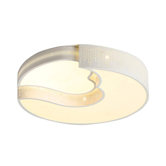 Modern White Metal Led Flushmount Ceiling Lamp For Living Room & Kitchen