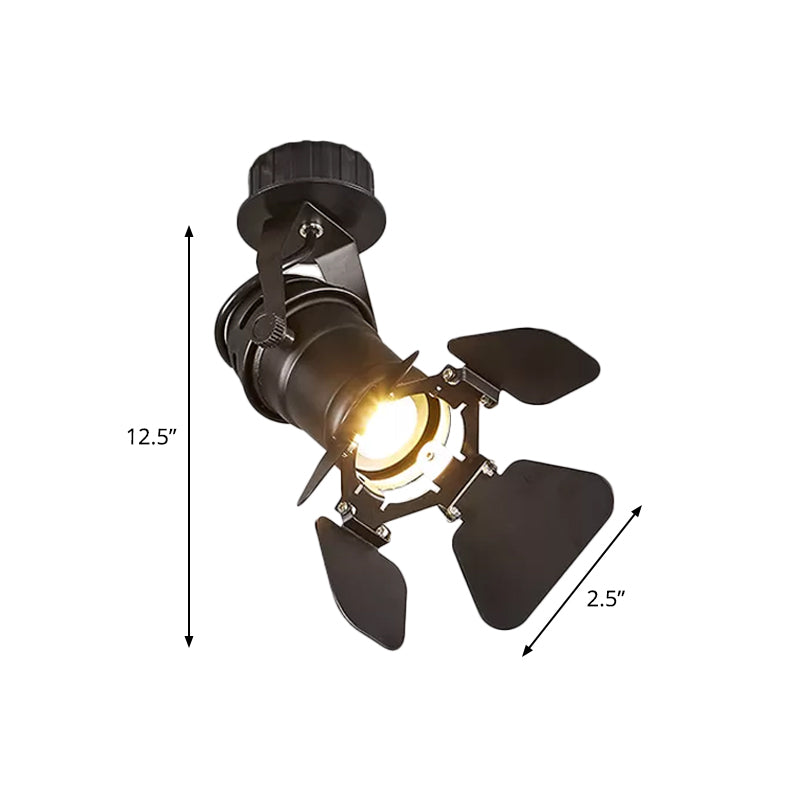 Modern Metal Flush Mount Spotlight with Adjustable Arm - Black Semi Flush Mounted Light