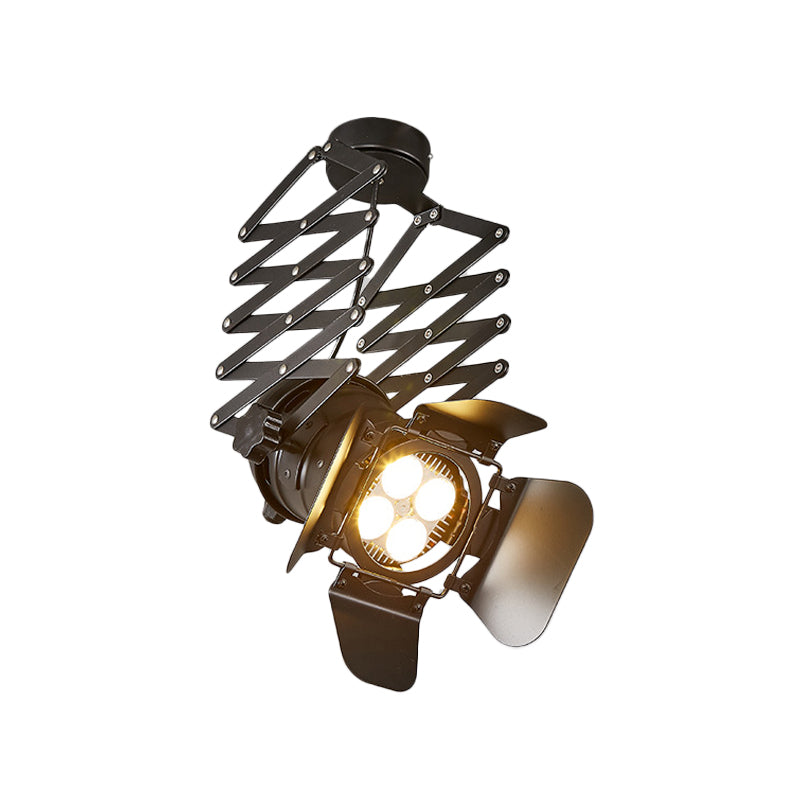 Modern Metal Flush Mount Spotlight with Adjustable Arm - Black Semi Flush Mounted Light