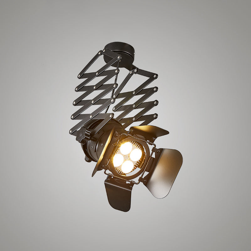 Modern Metal Flush Mount Spotlight with Adjustable Arm - Black Semi Flush Mounted Light