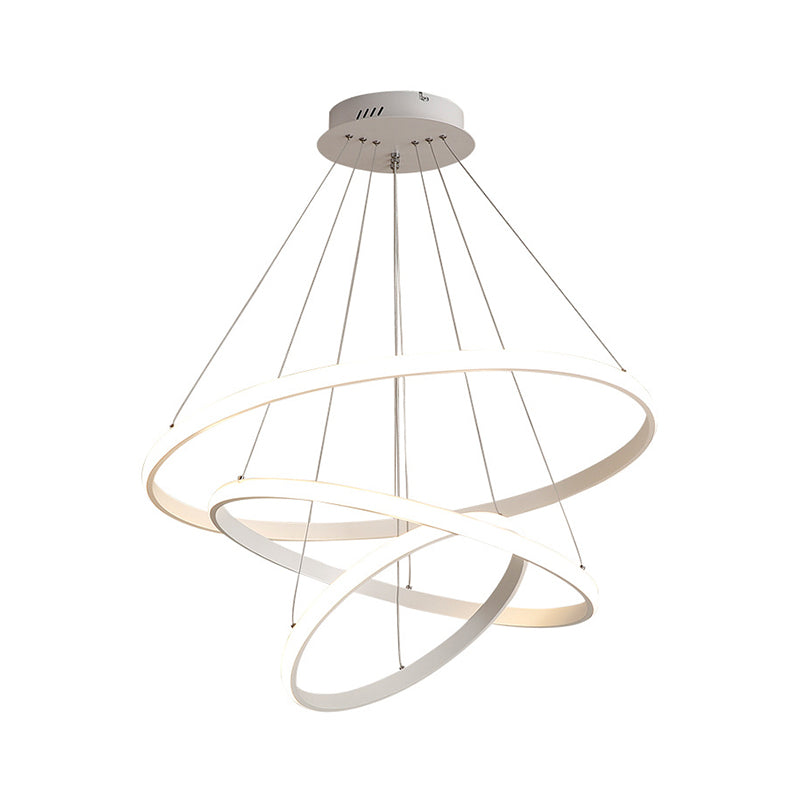 Minimalist 3-Head LED Acrylic Ceiling Suspension Chandelier - White/Coffee, Small/Large