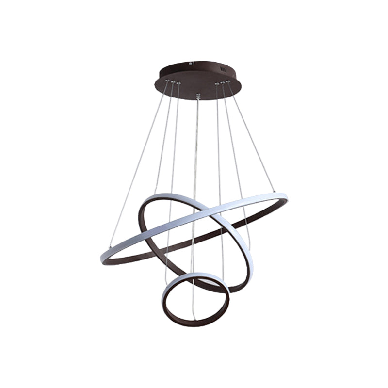 Minimalist 3-Head LED Acrylic Ceiling Suspension Chandelier - White/Coffee, Small/Large