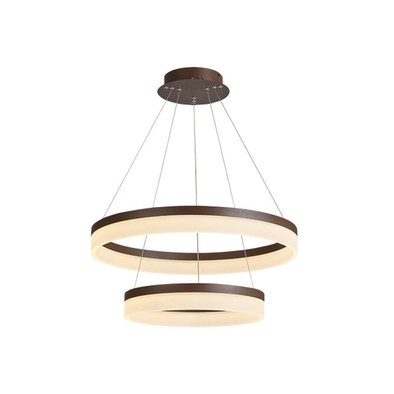 Kit de suspension LED en acrylique minimaliste - Lustre circulaire marron pour chambre à coucher - Choisissez 1 à 3 niveaux